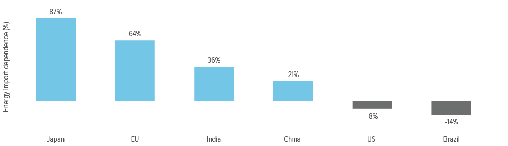 Exhibit 1: Japan relies on imported energy far more than any other major economy