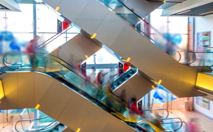 Escalator in shopping mall