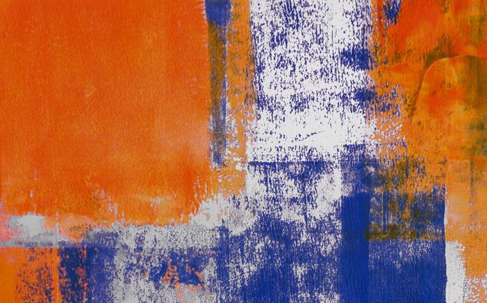Abstract painting art orange and blue