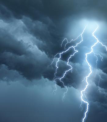 Storm clouds and lightening bolts